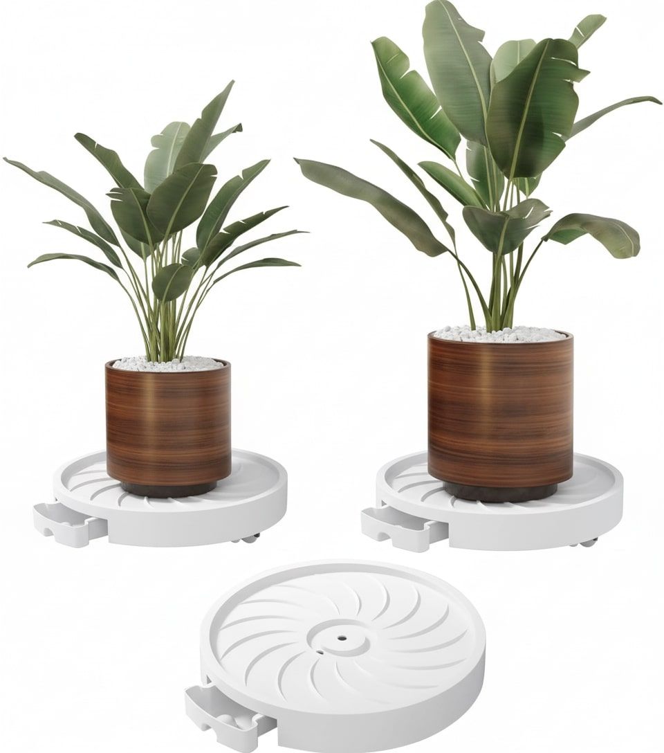 CARLA HOME 2-Pack Rolling Plant Stand with 360° Wheels for Indoor Pots 26 cm