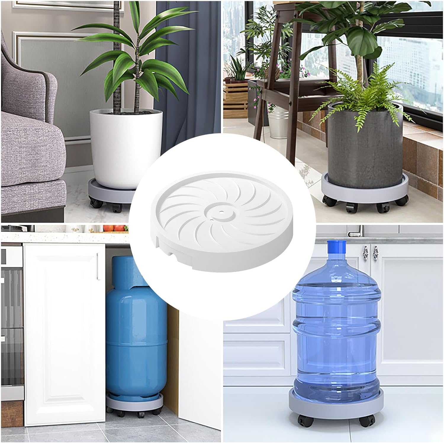 CARLA HOME 2-Pack Rolling Plant Stand with 360° Wheels for Indoor Pots 26 cm