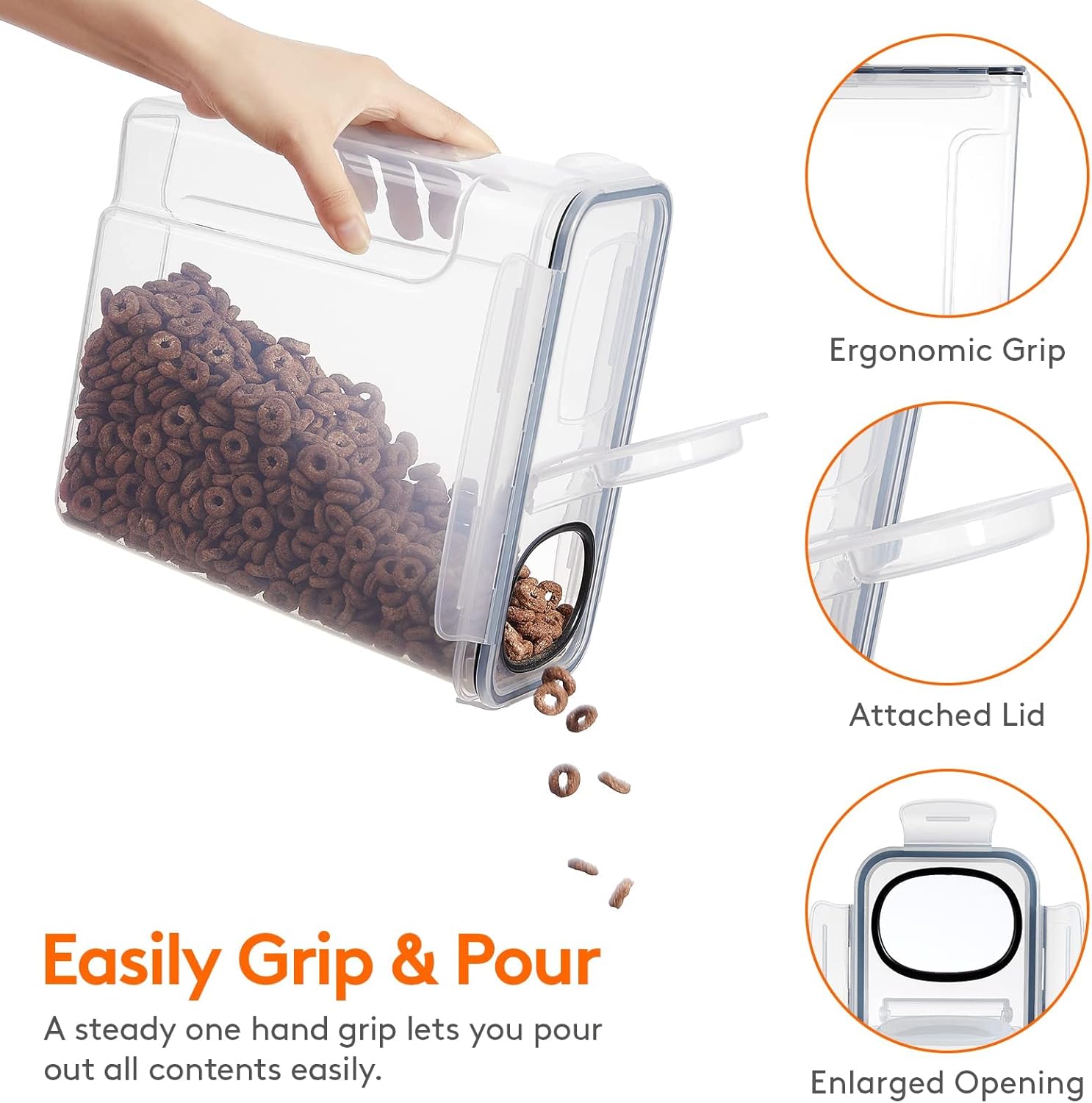 CARLA HOME Airtight Cereal Storage Containers BPA-Free Food Dispensers with Pouring Lids for Pantry & Kitchen 4 Pack 2,5L
