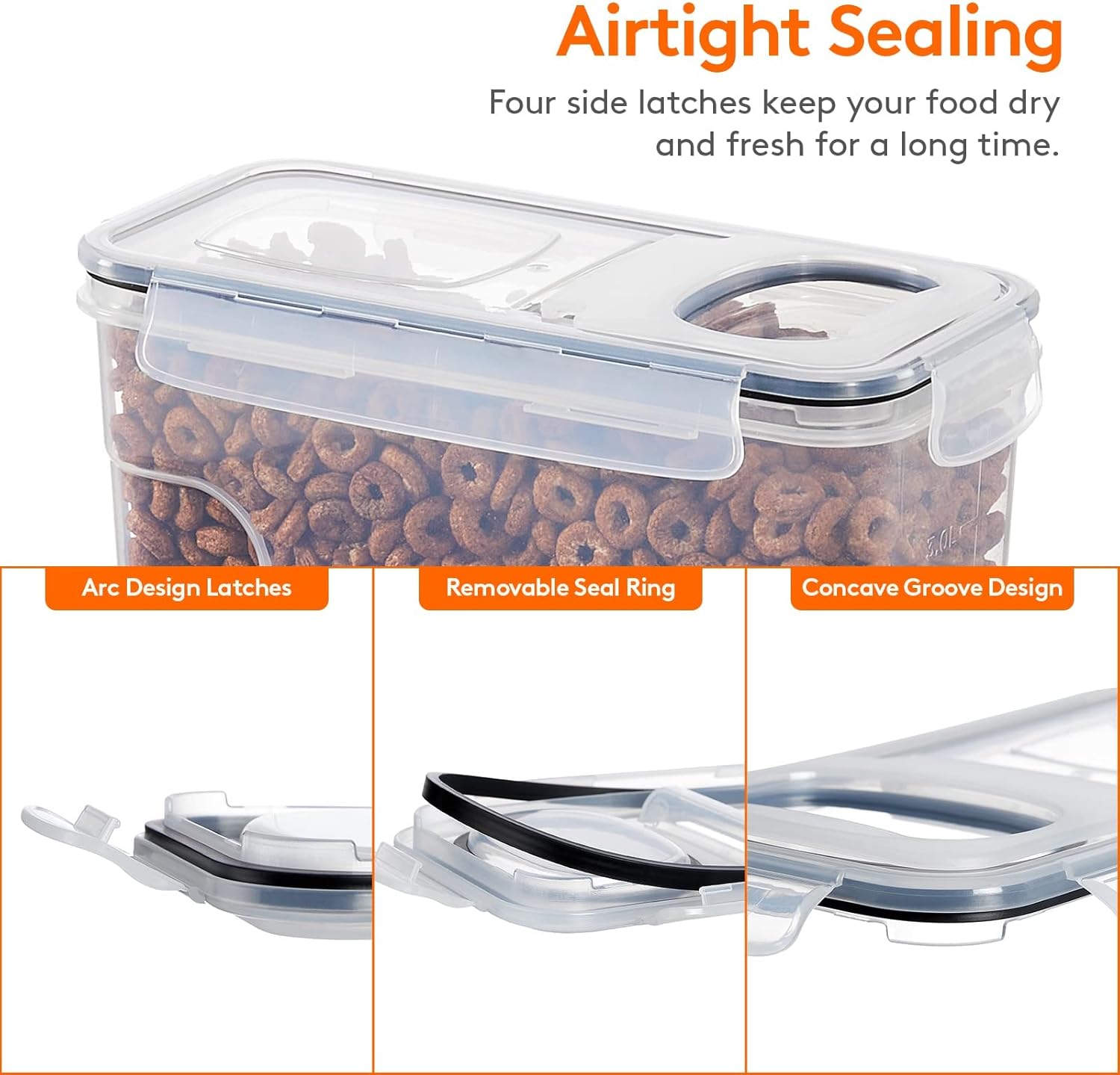 CARLA HOME Airtight Cereal Storage Containers BPA-Free Food Dispensers with Pouring Lids for Pantry & Kitchen 4 Pack 2,5L