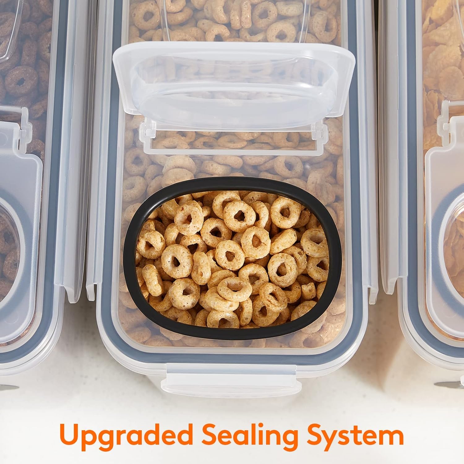 CARLA HOME Airtight Cereal Storage Containers BPA-Free Food Dispensers with Pouring Lids for Pantry & Kitchen 4 Pack 2,5L