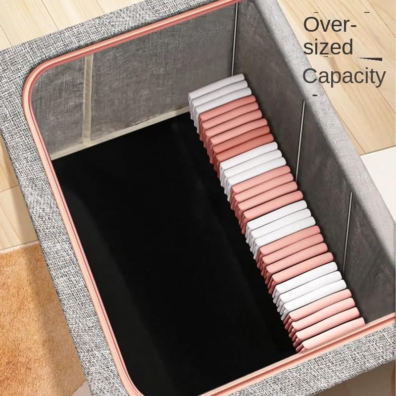CARLA HOME 3 pack Large Clothes Storage Bins with Lids for Clothing, Bedding, Blankets, Toys 66L capacity - Grey