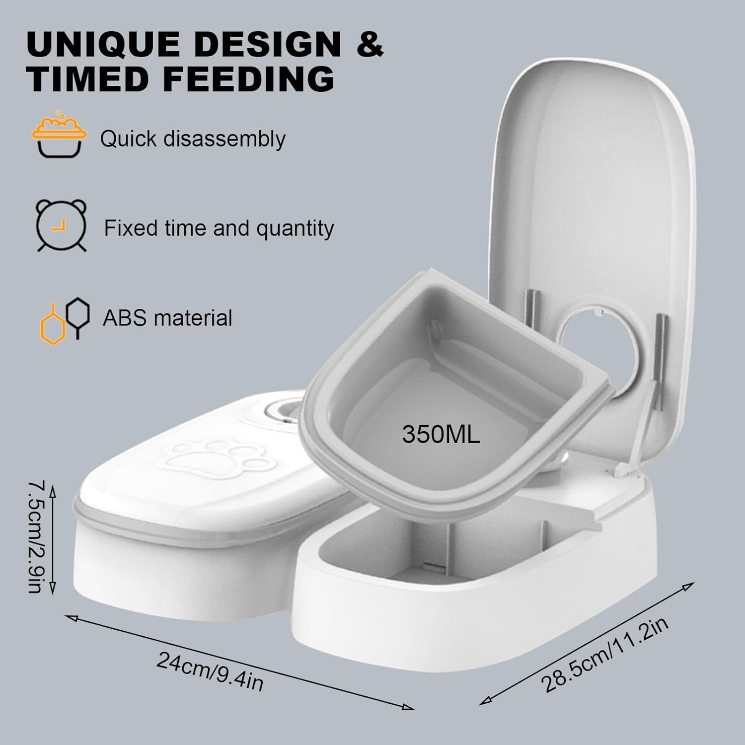 CARLA HOME 2 Meal Automatic Pet Feeder with Timer for Cat & Dog Wet & Dry Food Dual Bowl 700ML
