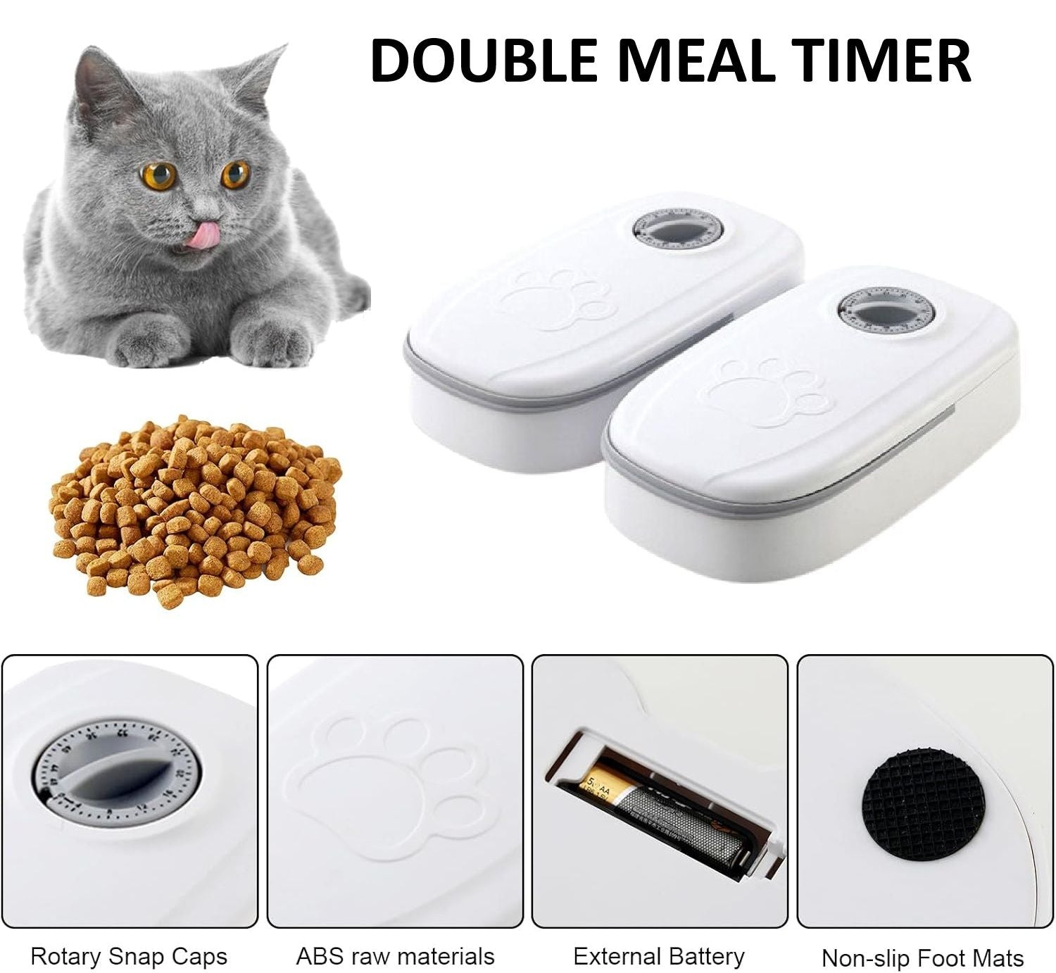 CARLA HOME 2 Meal Automatic Pet Feeder with Timer for Cat & Dog Wet & Dry Food Dual Bowl 700ML