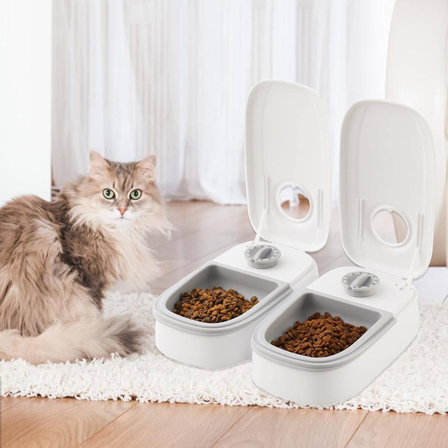 CARLA HOME 2 Meal Automatic Pet Feeder with Timer for Cat & Dog Wet & Dry Food Dual Bowl 700ML
