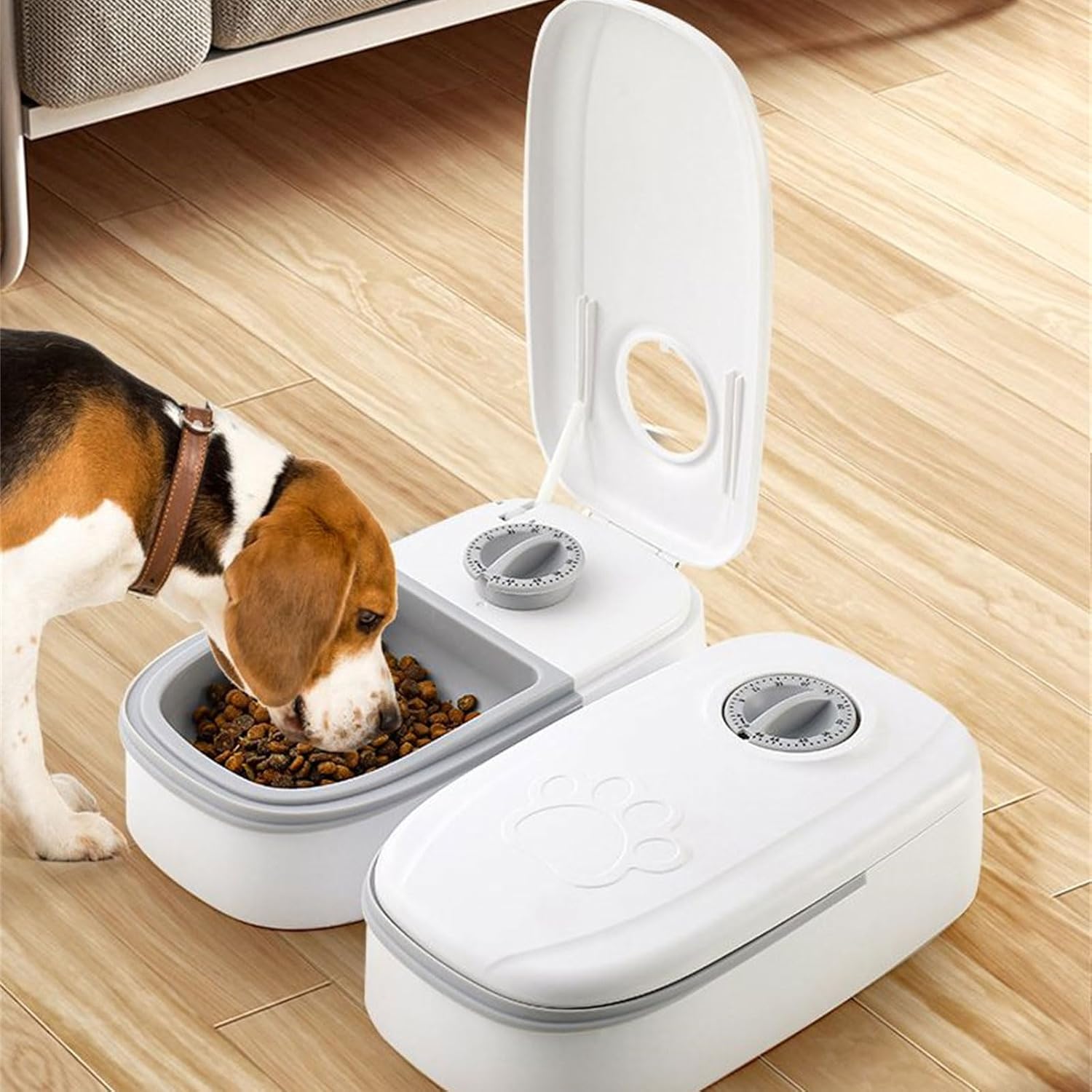 CARLA HOME 2 Meal Automatic Pet Feeder with Timer for Cat & Dog Wet & Dry Food Dual Bowl 700ML