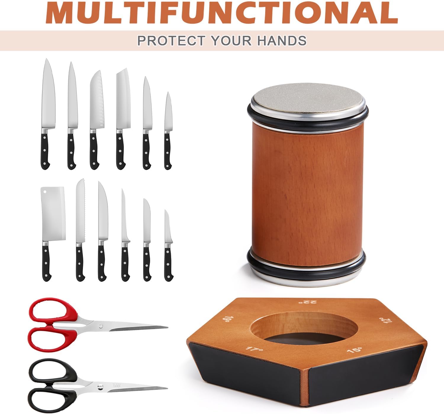 CARLA HOME Rolling Knife Sharpener Kit with 5 Magnetic Angles 12°/15°/17°/19°/22° for Chef & Home Kitchen Use