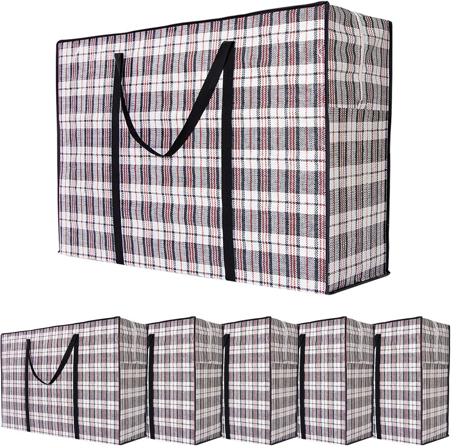 CARLA HOME 6 Pack Large Moving Storage Bags with Zipper & Handles for Clothes, Bedding, Blankets, Dorm & Travel 80x55x25cm