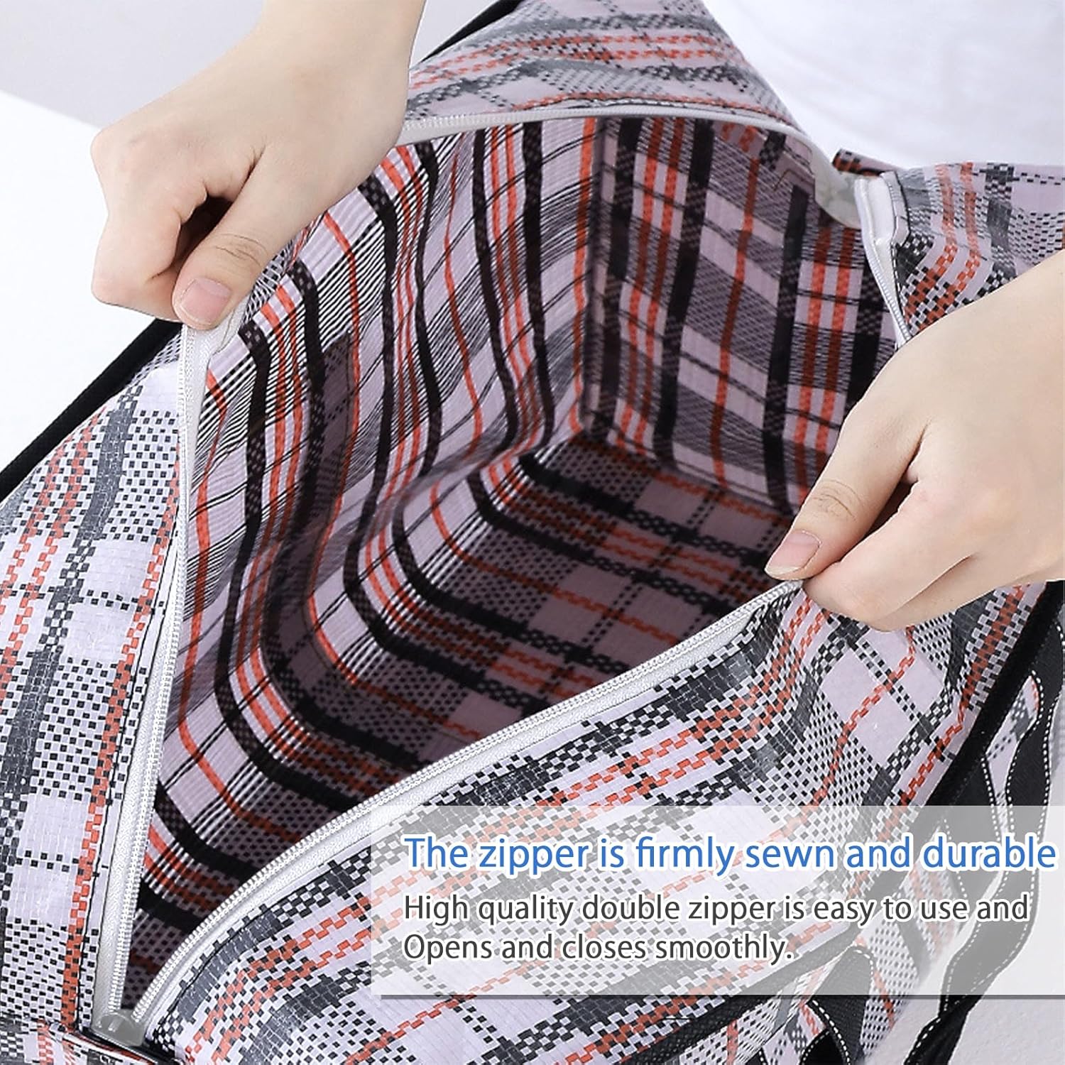 CARLA HOME 6 Pack Large Moving Storage Bags with Zipper & Handles for Clothes, Bedding, Blankets, Dorm & Travel 80x55x25cm