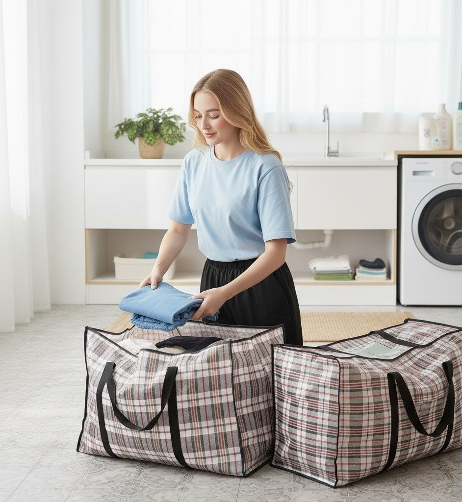 CARLA HOME 6 Pack Large Moving Storage Bags with Zipper & Handles for Clothes, Bedding, Blankets, Dorm & Travel 80x55x25cm