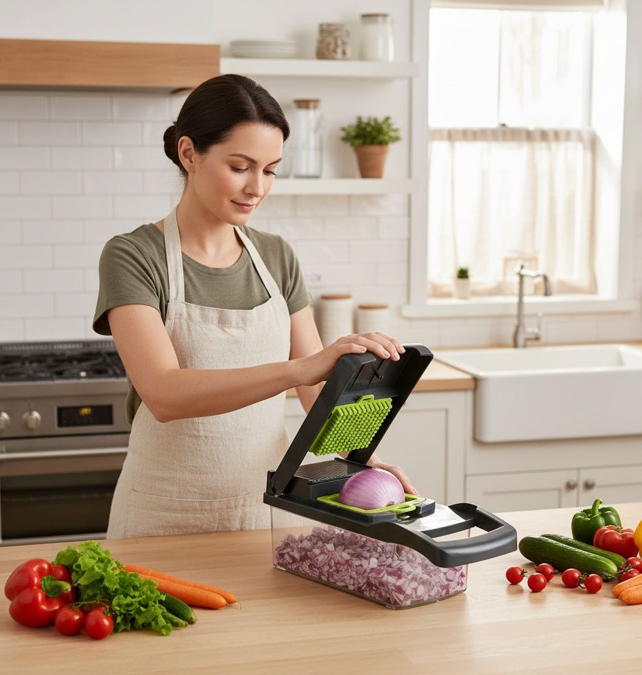 CARLA HOME Multifunctional Mandoline Vegetable Chopper 16-in-1 with Stainless Steel Blades, Storage Container & Hand Guard for Fruits & Veggies