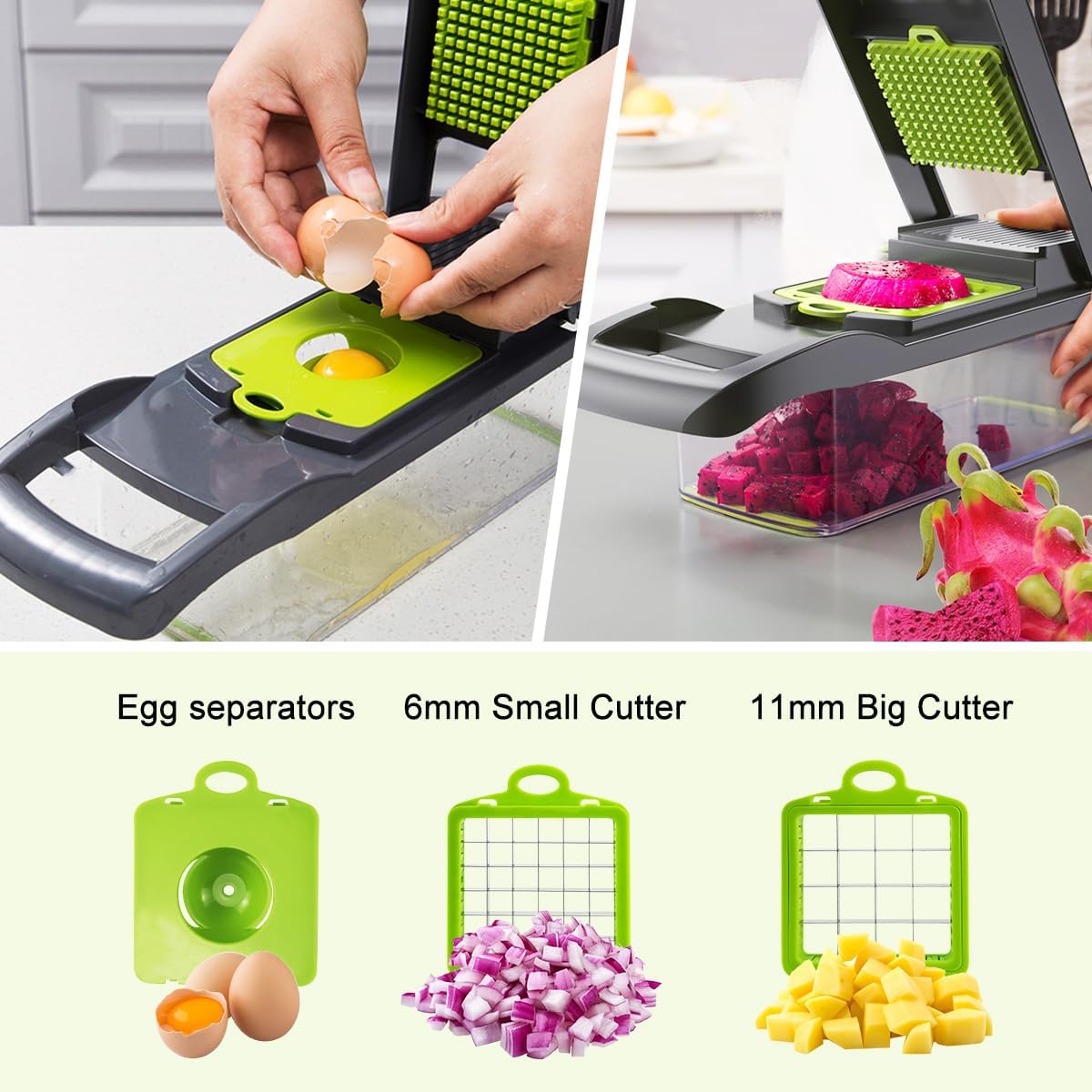 CARLA HOME Multifunctional Mandoline Vegetable Chopper 16-in-1 with Stainless Steel Blades, Storage Container & Hand Guard for Fruits & Veggies