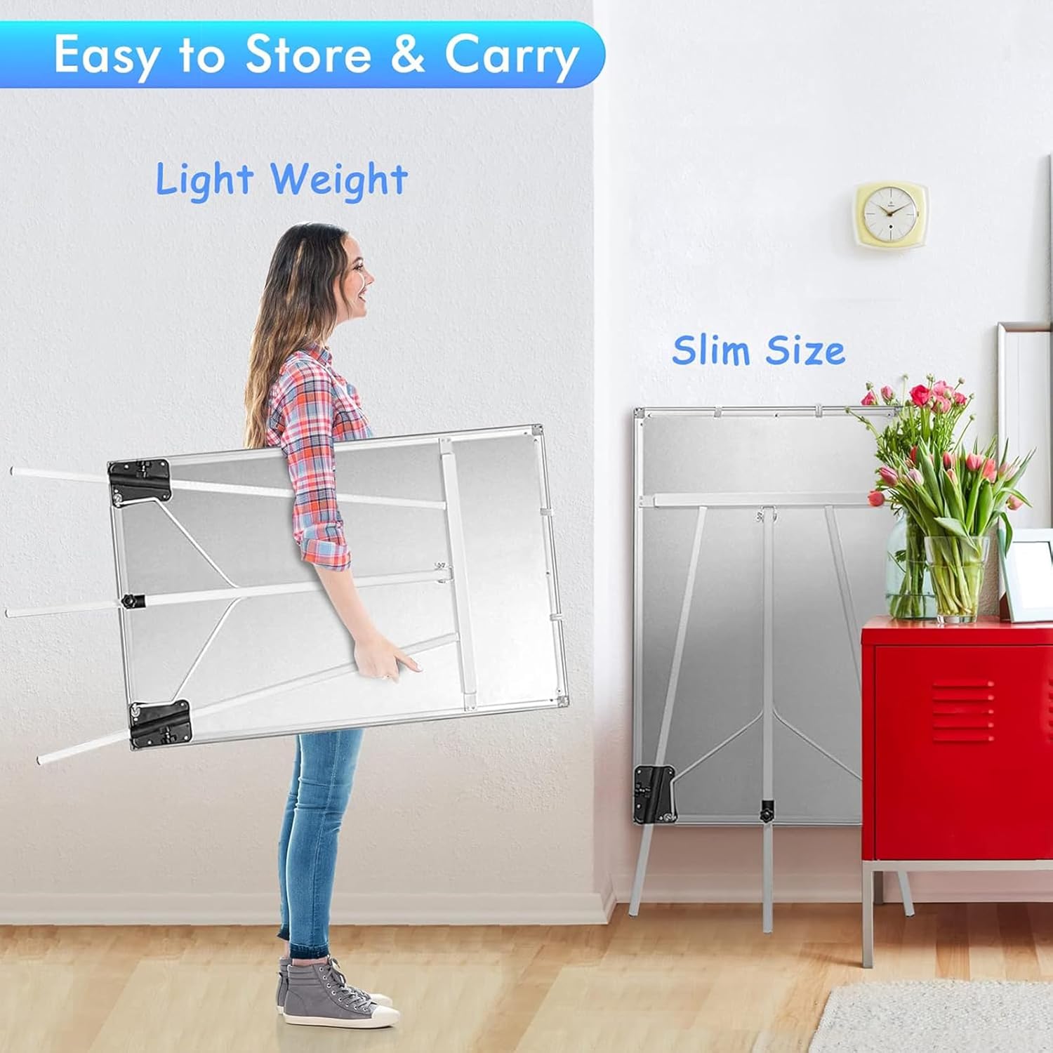 CARLA HOME Whiteboard Easel Portable Magnetic Dry Erase Board with Adjustable Tripod Stand & Height Adjustable for Office & Home 90x60cm