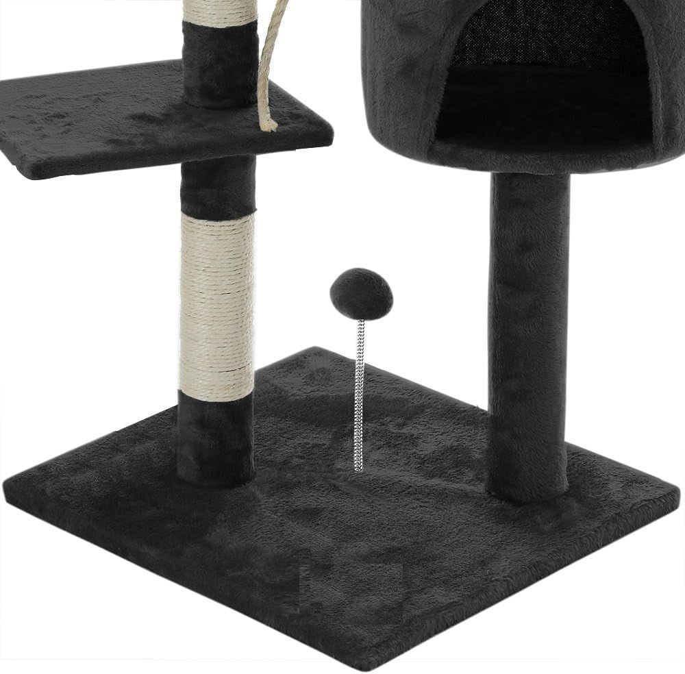 CARLA HOME 140cm Cat Tree for Indoor Cats with Plush Perch, Sisal Scratching Posts & Condo for Kittens & Adult Cats Dark Grey