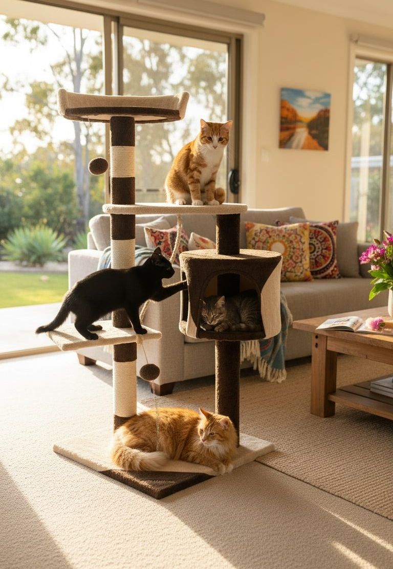 CARLA HOME 140cm Cat Tree for Indoor Cats with Plush Perch, Sisal Scratching Posts & Condo for Kittens & Adult Cats Beige