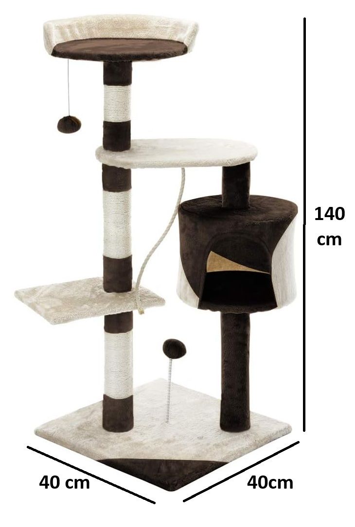 CARLA HOME 140cm Cat Tree for Indoor Cats with Plush Perch, Sisal Scratching Posts & Condo for Kittens & Adult Cats Beige