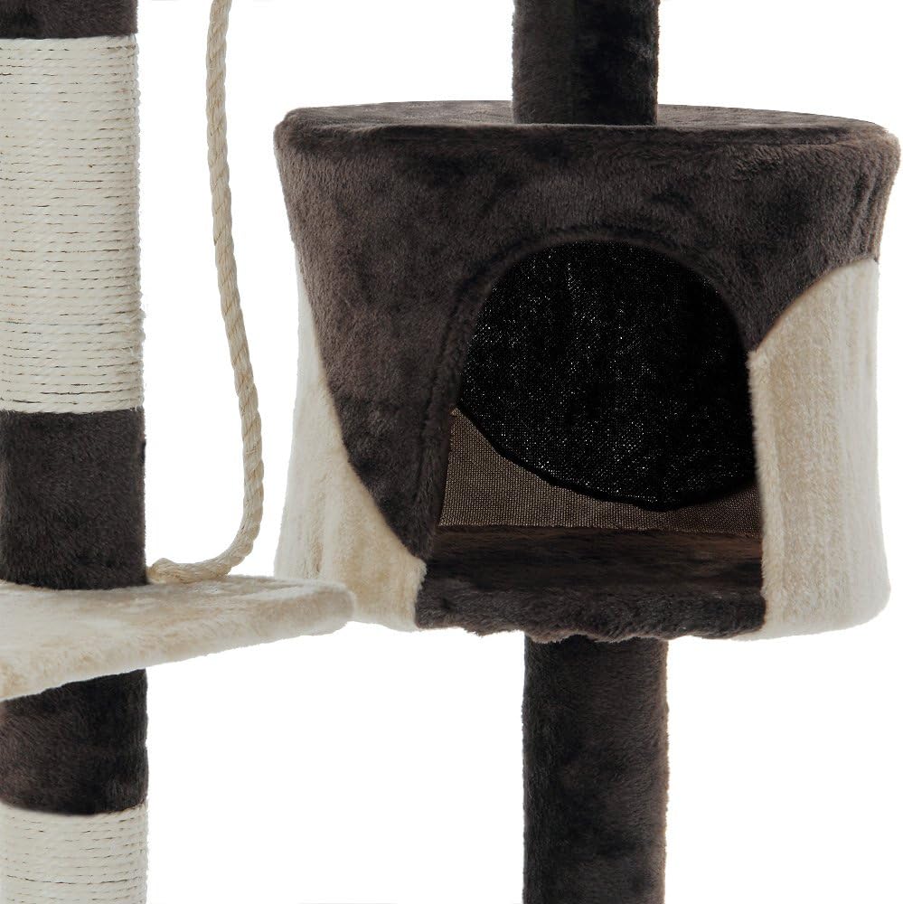 CARLA HOME 140cm Cat Tree for Indoor Cats with Plush Perch, Sisal Scratching Posts & Condo for Kittens & Adult Cats Beige