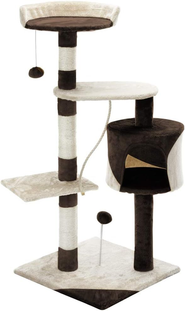 CARLA HOME 140cm Cat Tree for Indoor Cats with Plush Perch, Sisal Scratching Posts & Condo for Kittens & Adult Cats Beige
