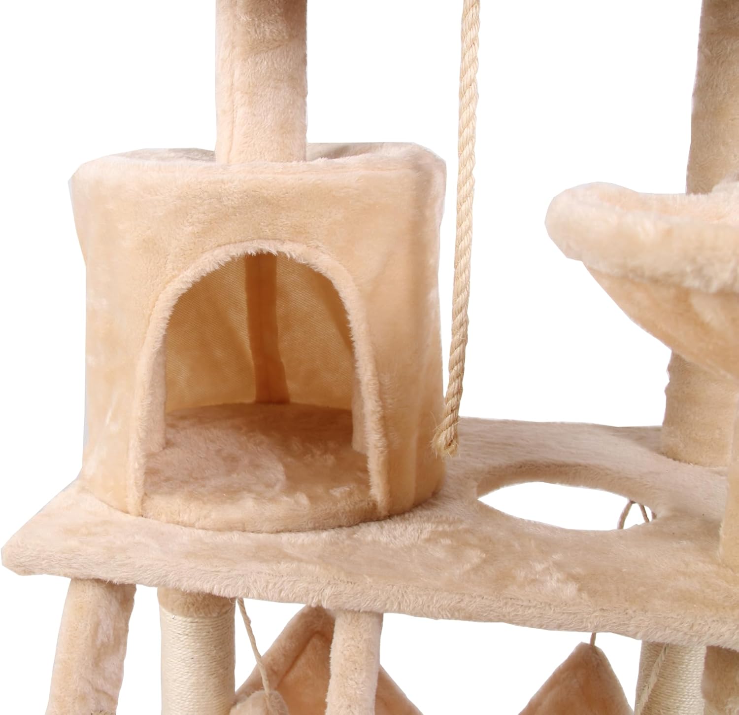 CARLA HOME 141cm Cat Tree Tower for Indoor Cats with Plush Perch, Ladder, Sisal Scratching Posts, Hammock & Condo for Kittens & Adult Cats Beige