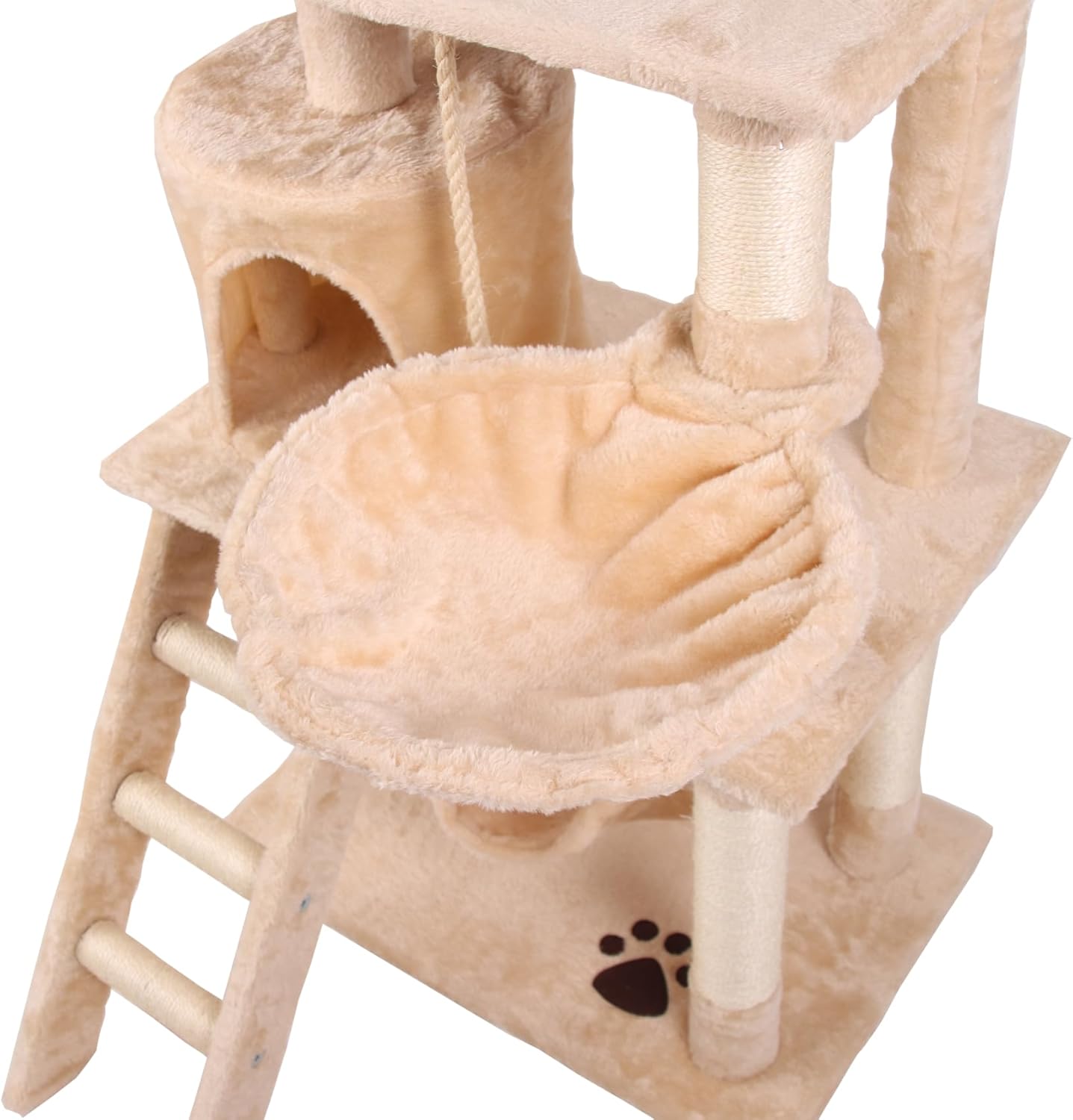 CARLA HOME 141cm Cat Tree Tower for Indoor Cats with Plush Perch, Ladder, Sisal Scratching Posts, Hammock & Condo for Kittens & Adult Cats Beige