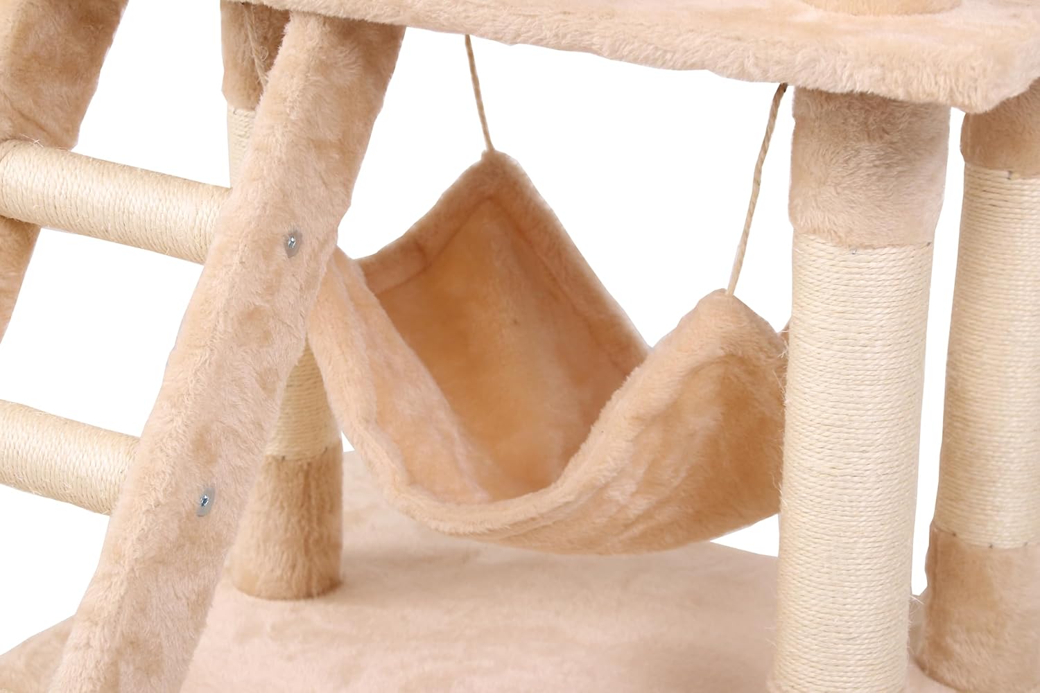 CARLA HOME 141cm Cat Tree Tower for Indoor Cats with Plush Perch, Ladder, Sisal Scratching Posts, Hammock & Condo for Kittens & Adult Cats Beige