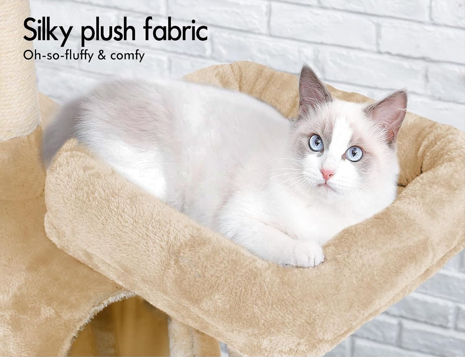 CARLA HOME 180cm Cat Tree Tower for Indoor Cats with Plush Perches, Dual Condos, Natural Sisal Scratching Posts & Ramps for Kittens & Adult Cats Beige