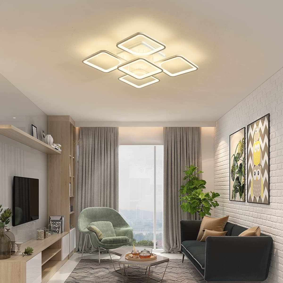 Dimmable Modern LED Ceiling Light, 70W, 4200 Lumens, Remote Control