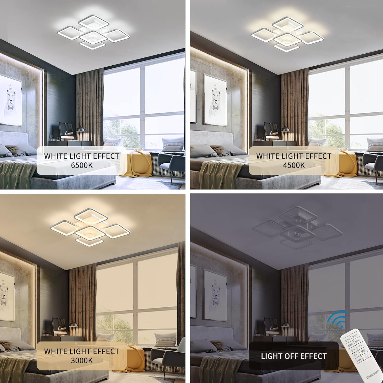 Dimmable Modern LED Ceiling Light, 70W, 4200 Lumens, Remote Control