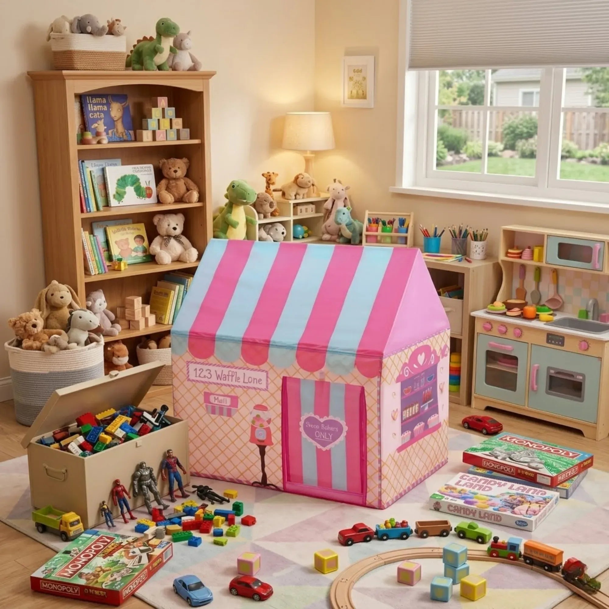 CARLA HOME Kids Ice Cream Bakery Play Tent Pink Pop Up Playhouse - Outdoor Play Equipment Play Tents & Tunnels