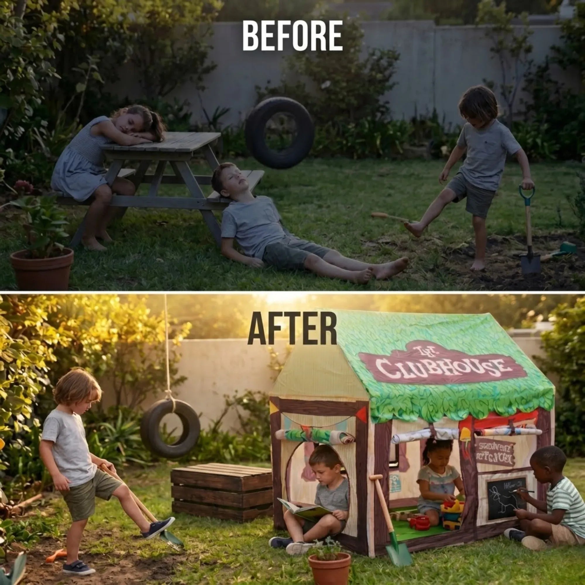 CARLA HOME Kids Clubhouse Play Tent - Green - Outdoor Play Equipment Play Tents & Tunnels