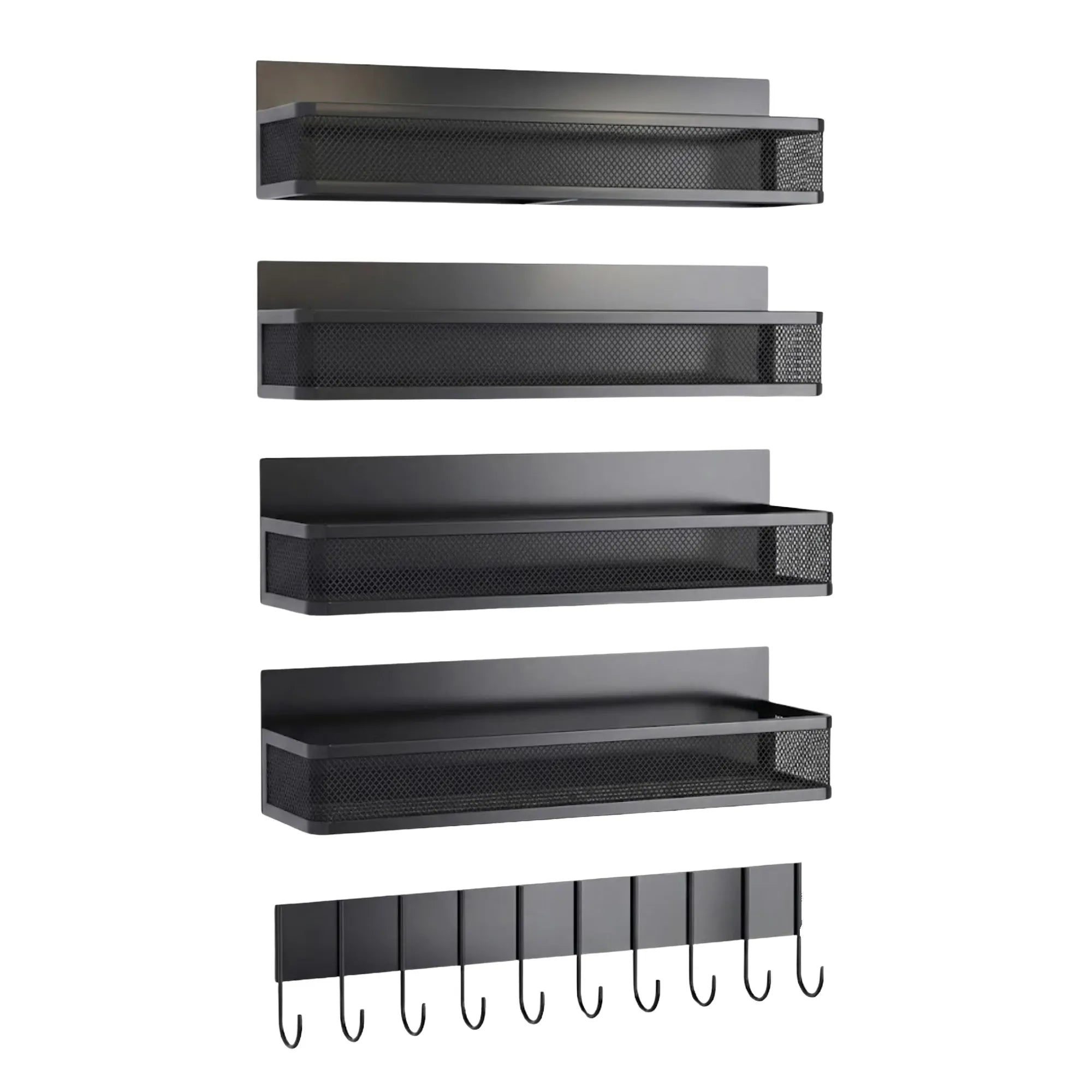 CARLA HOME 5 Pack Magnetic Spice Rack for Fridge Kitchen with Hook Bar