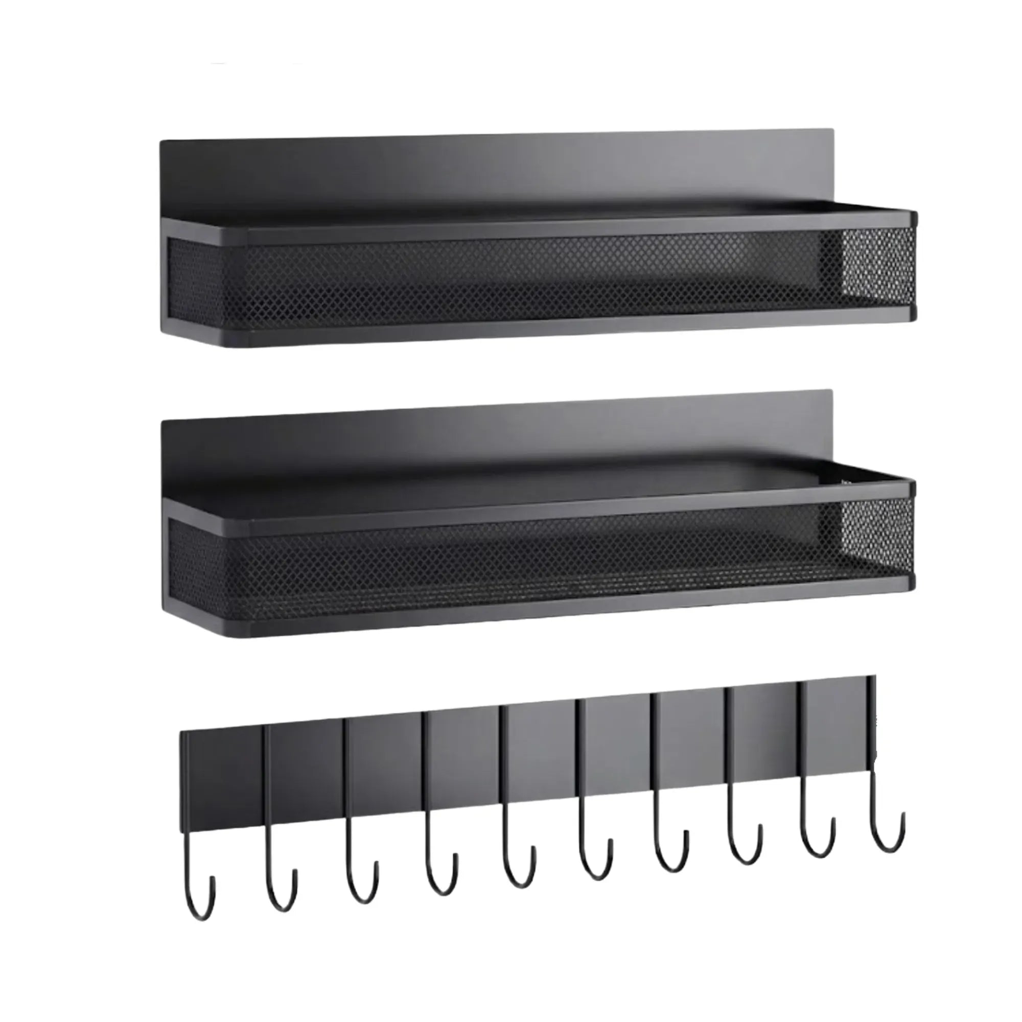 CARLA HOME 3 Pack Magnetic Spice Rack for Fridge Kitchen with Hook Bar