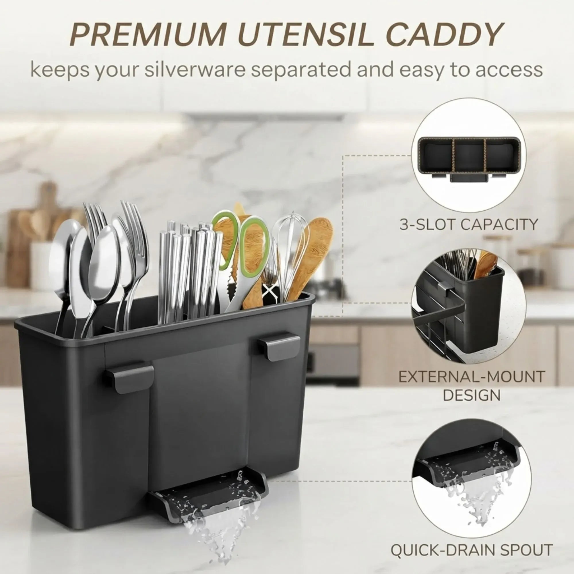 CARLA HOME Dish Drying Rack with Drainboard & Utensil Holder for Kitchen Black