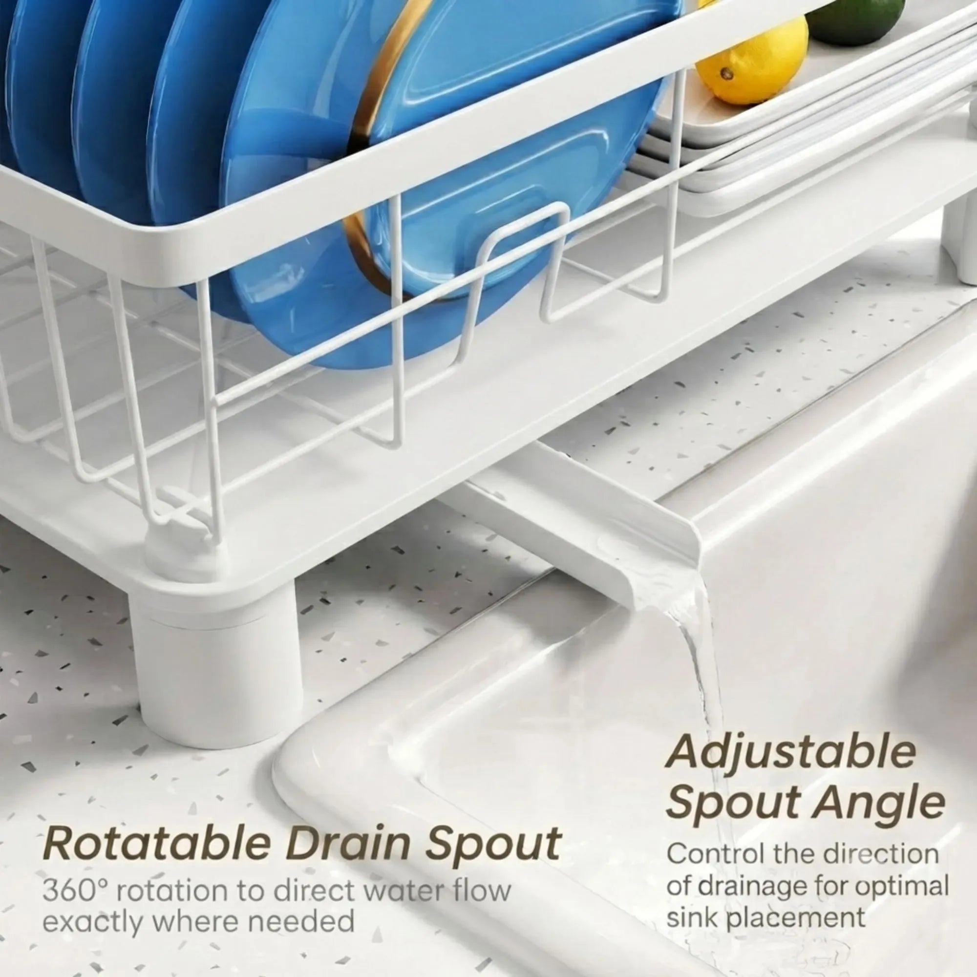 CARLA HOME Dish Drying Rack with Drainboard & Utensil Holder for Kitchen White