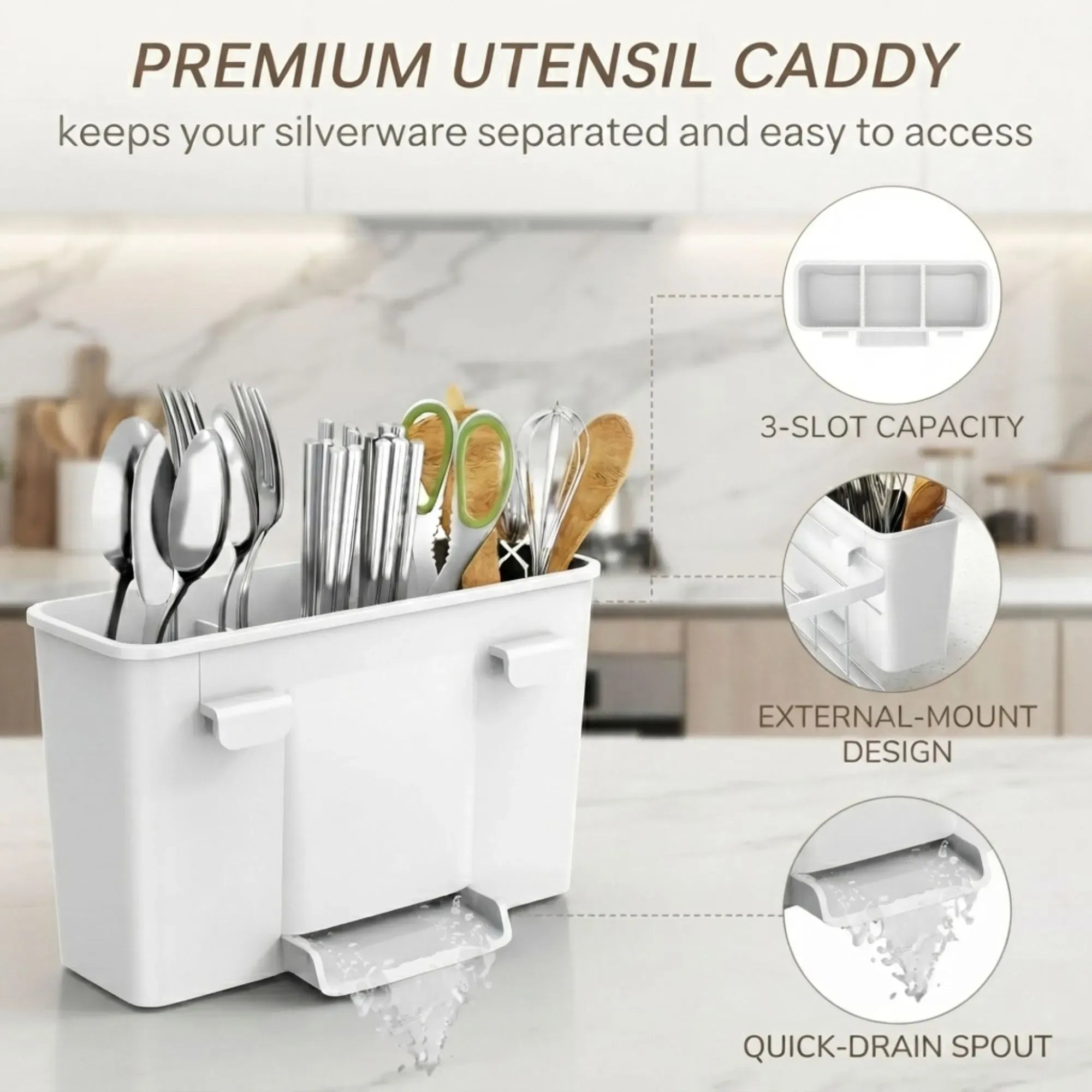 CARLA HOME Dish Drying Rack with Drainboard & Utensil Holder for Kitchen White