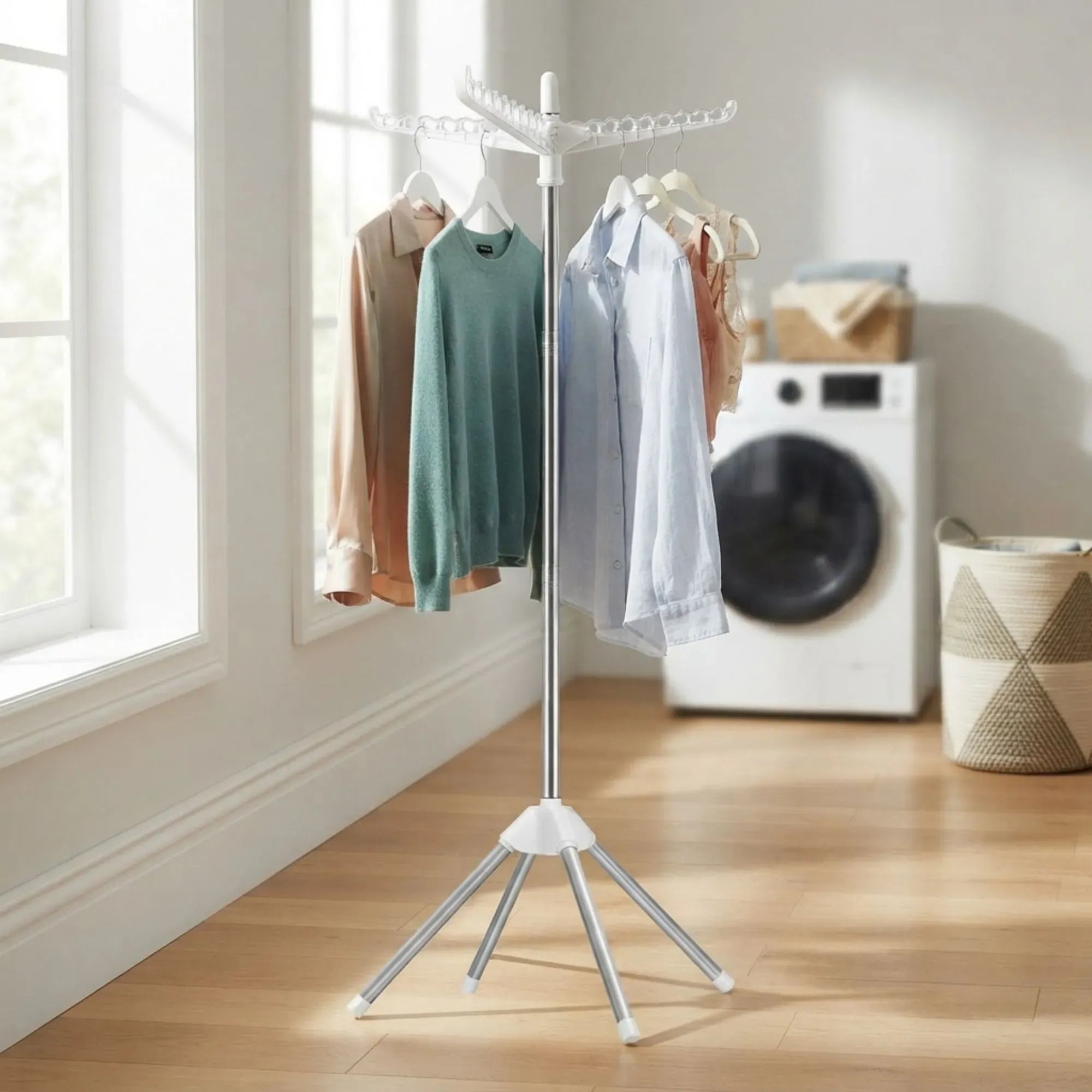 CARLA HOME Folding Clothes Drying Rack, 3 Rotatable Arms, Stainless Steel