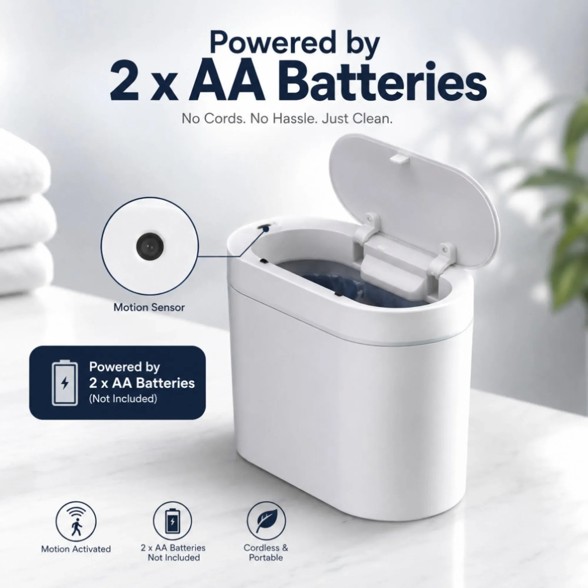 CARLA HOME 7L Automatic Trash Bin with Lid, Motion Sensor Garbage Can White
