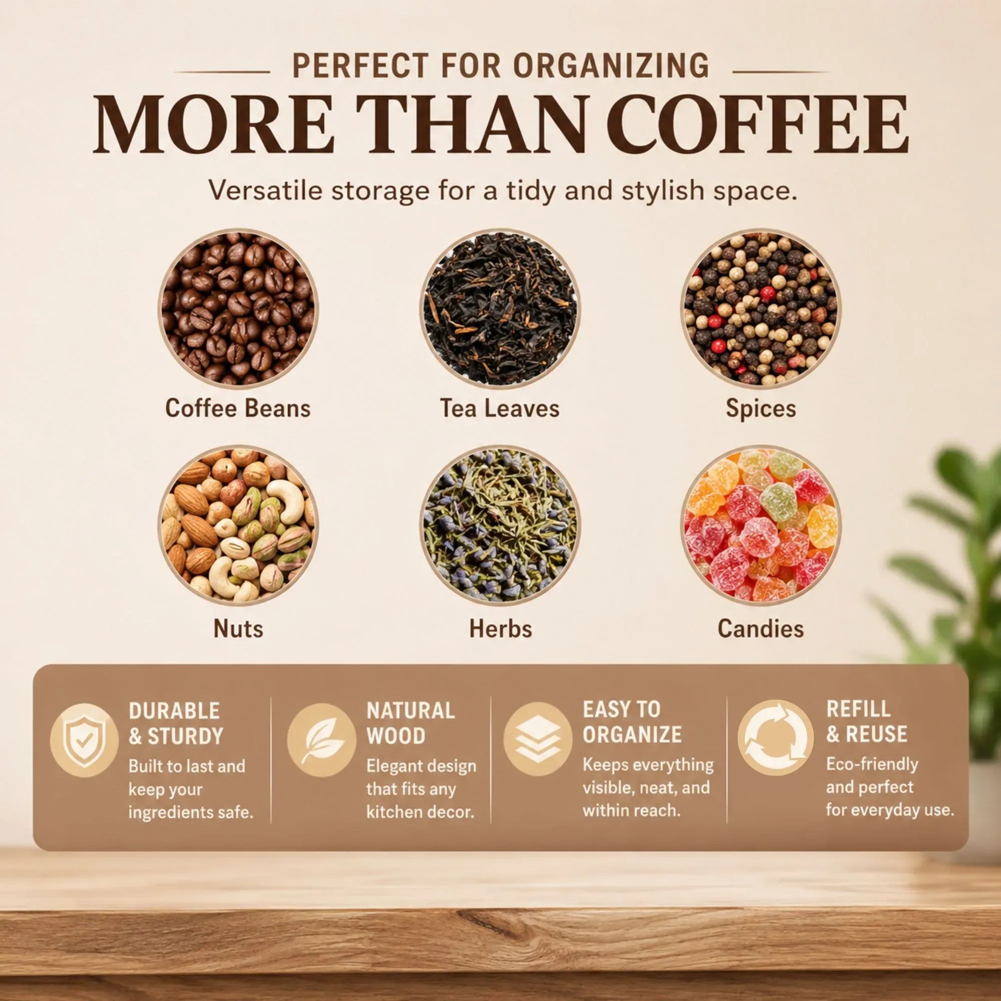 CARLA HOME Glass Coffee Bean Storage Tubes, 12 Pack Wooden Stand 60ml 20g