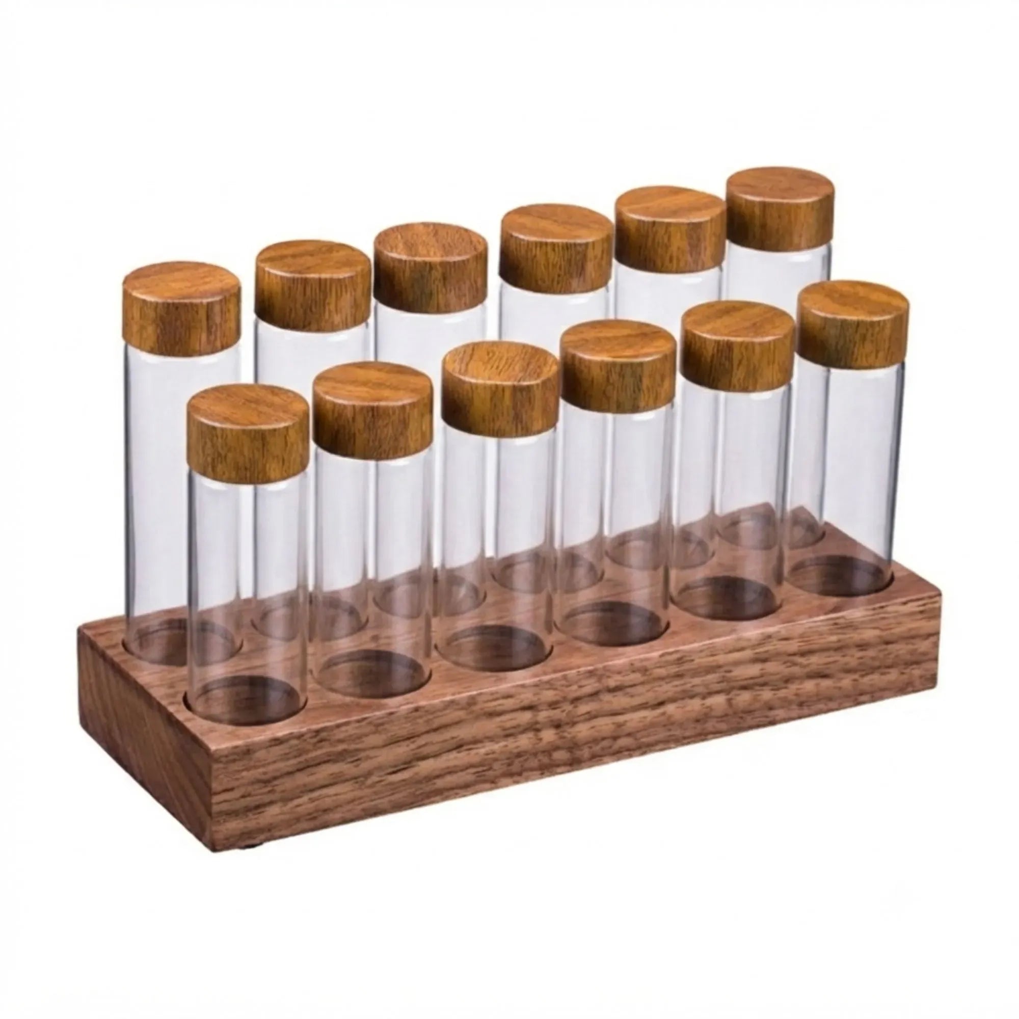 CARLA HOME Glass Coffee Bean Storage Tubes, 12 Pack Wooden Stand 60ml 20g