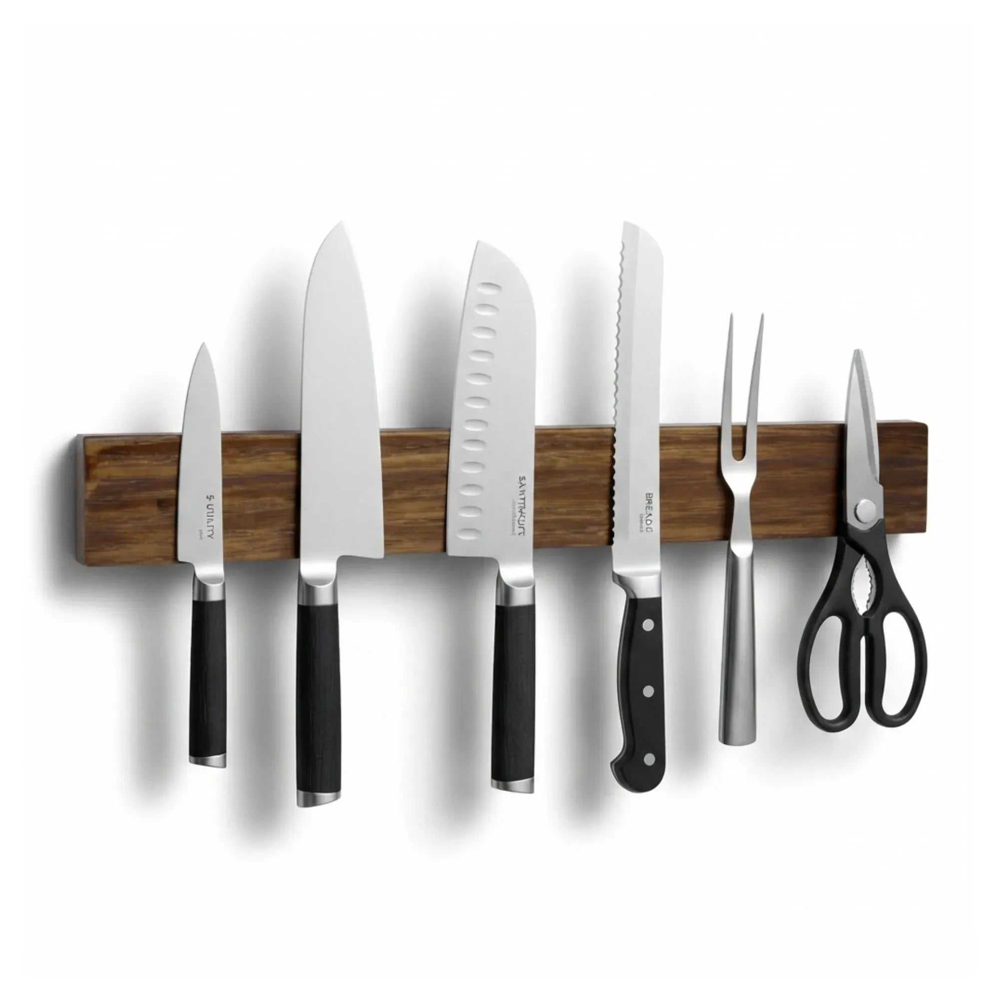 CARLA HOME Magnetic Knife Holder Wall Mounted, Wood Strip, Brown 40cm