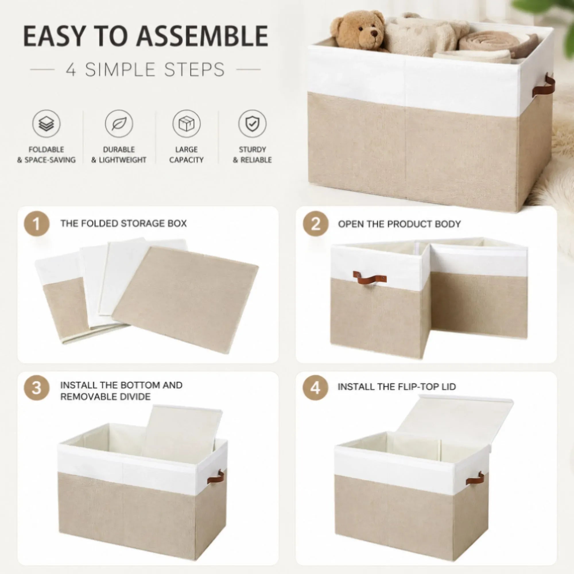 CARLA HOME Large Toy Storage Box with Lid Upgraded Toy Storage Chest Organiser