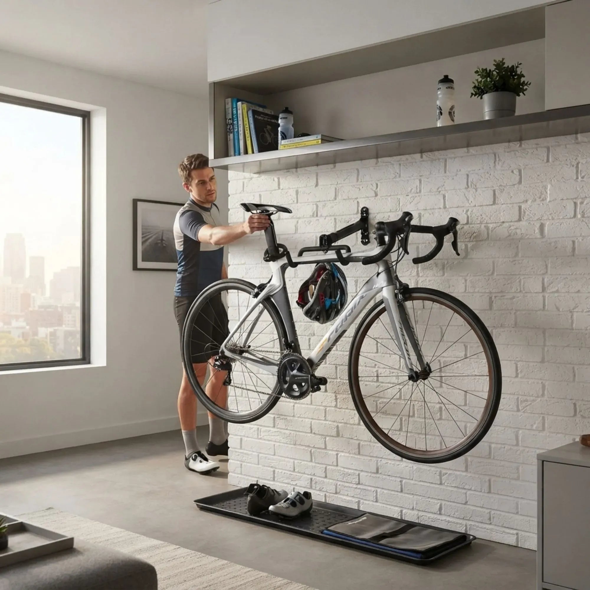 CARLA HOME Wall Mount Bike Rack, Adjustable Foldable Hanger, Garage Storage