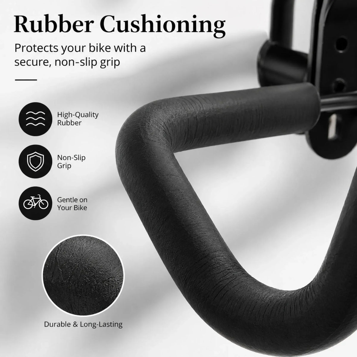 CARLA HOME 2-Pack Bike Wall Mount Rack - Adjustable Hook - Black - Adjustable Fixed Bike