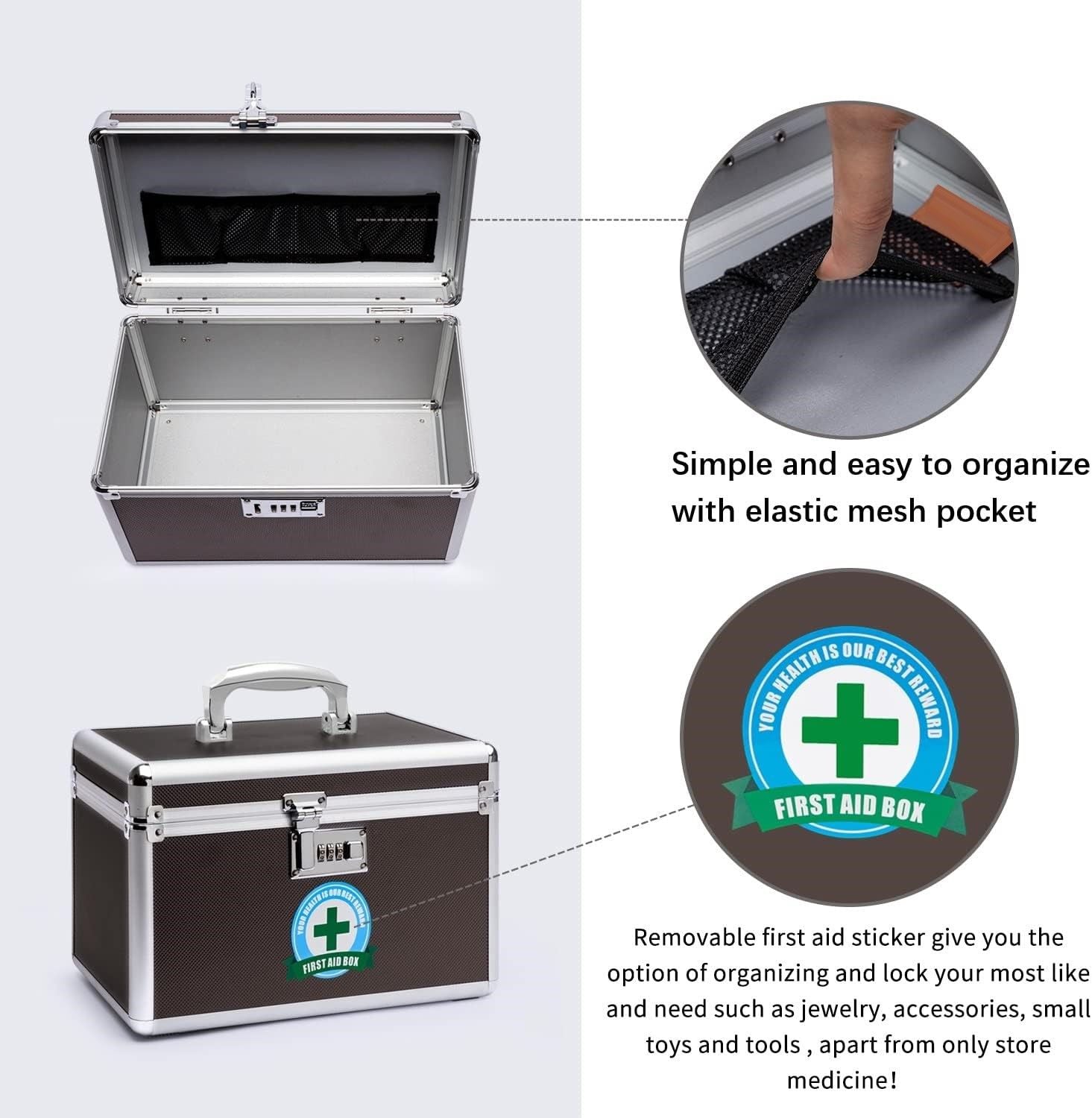 Secure Portable Medicine Lockbox with 4 Compartments, Small