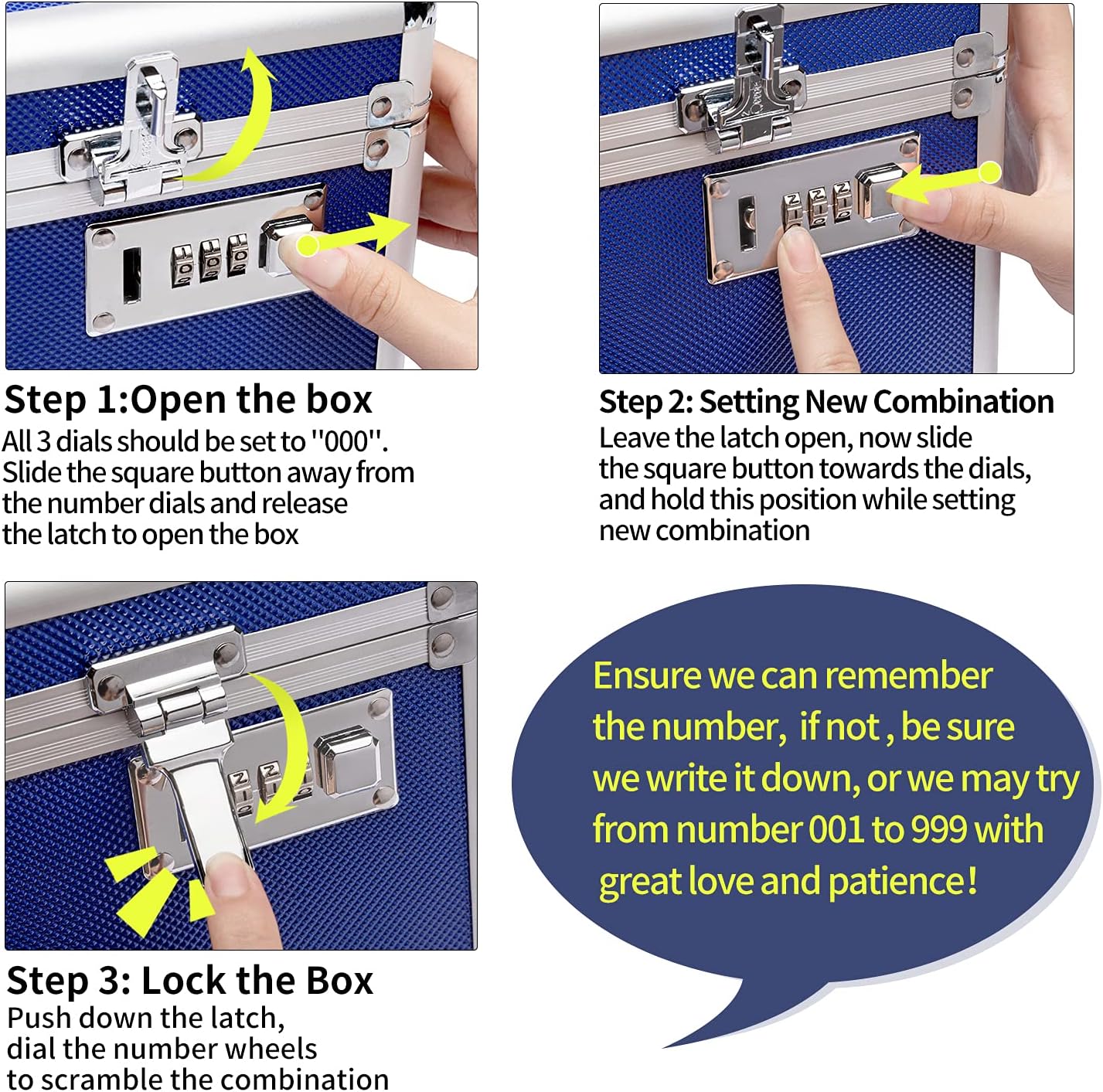 Medium Blue Combination Lock Medicine Box, Childproof