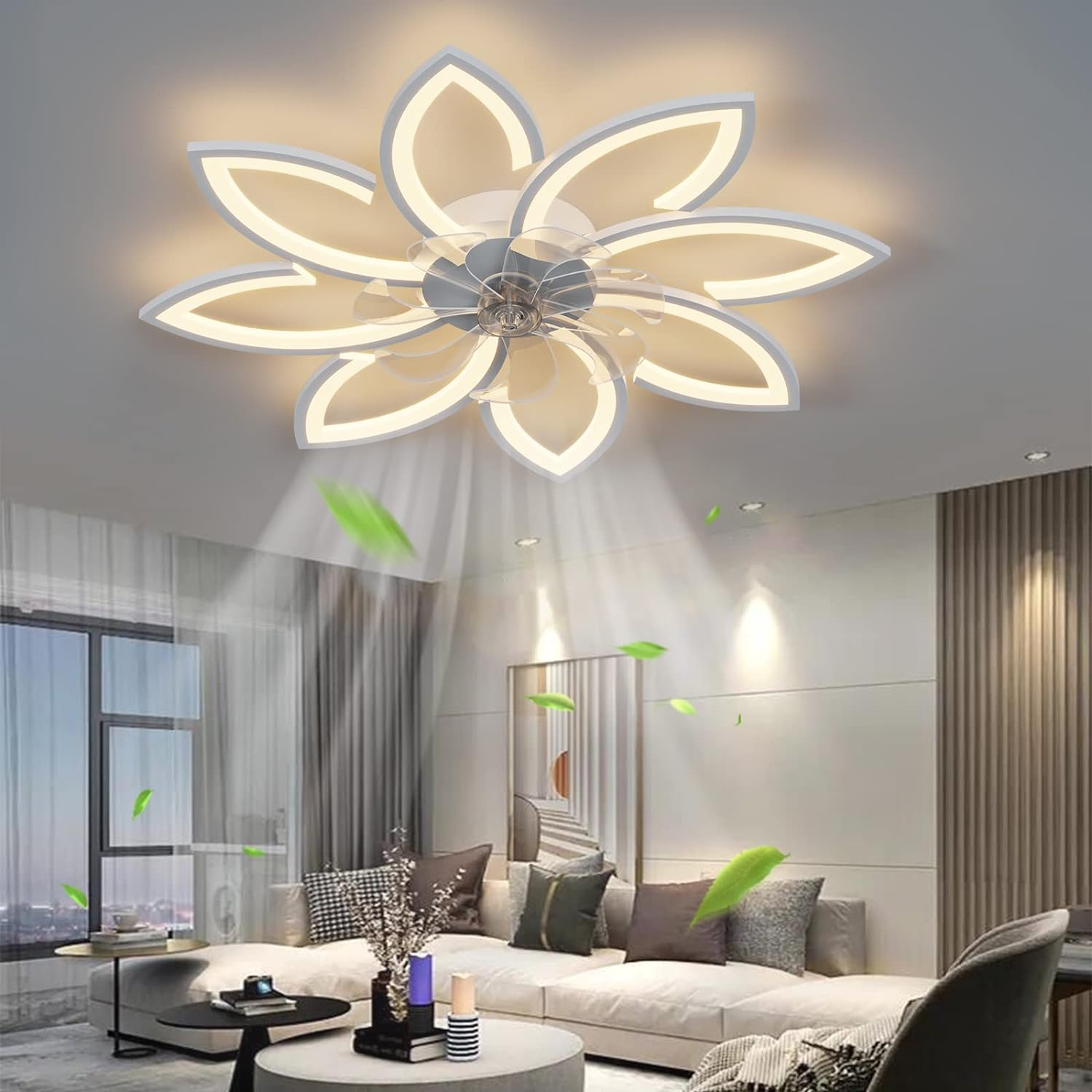 Remote Controlled Low Profile Ceiling Light Fan, 90cm, 6-Speed, White