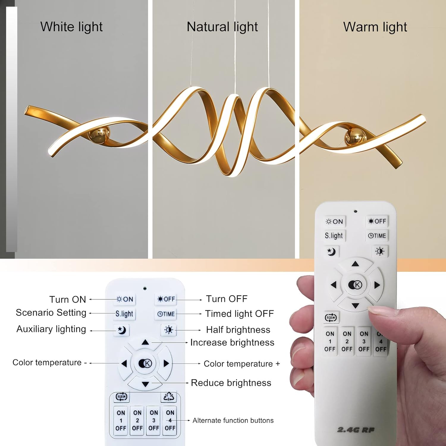 Modern LED Ceiling Chandelier 75W Smart-Lamp Golden Pendent Light