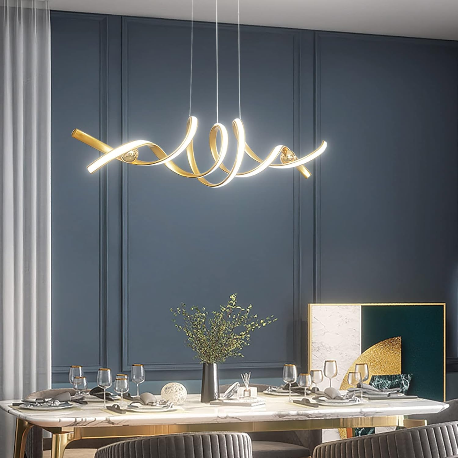 Modern LED Ceiling Chandelier 75W Smart-Lamp Golden Pendent Light