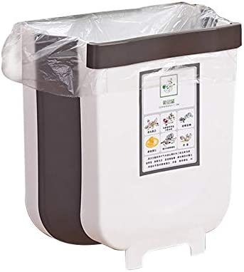Hanging Trash Can Collapsible Small Garbage Waste Bin for Kitchen Cabinet Door White