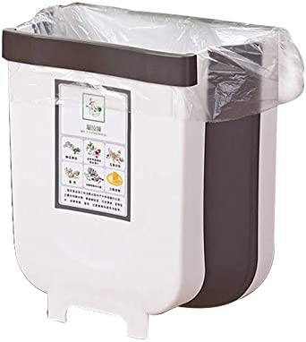 Hanging Trash Can Collapsible Small Garbage Waste Bin for Kitchen Cabinet Door White